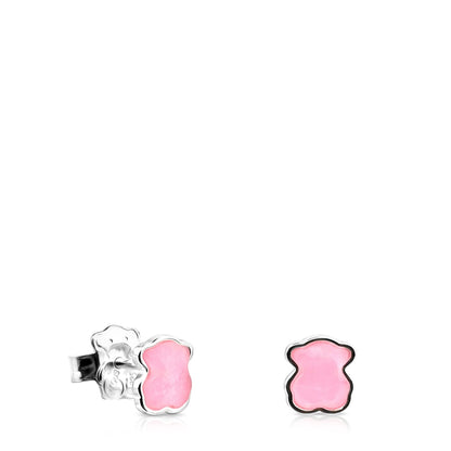 Silver   Color Earrings with rose Quartz |
