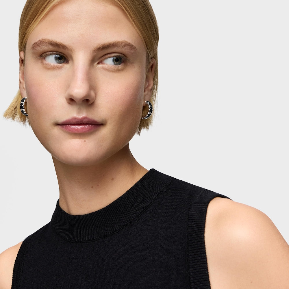 Silver Hoop earrings with onyx bears Icon Color |
