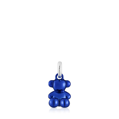 Small Bold Bear navy blue steel bear Pendant