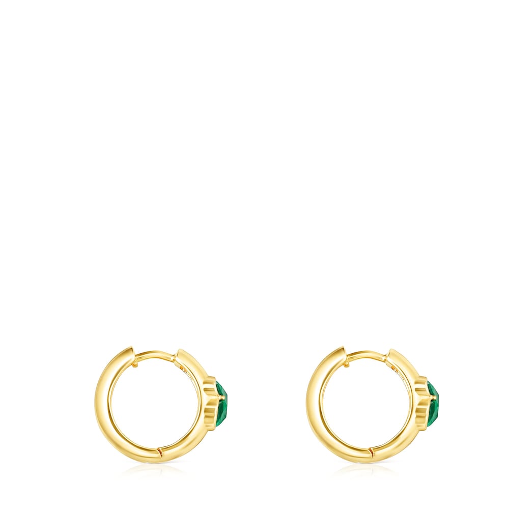 Small Silver Vermeil and Malachite Icon Color Earrings |