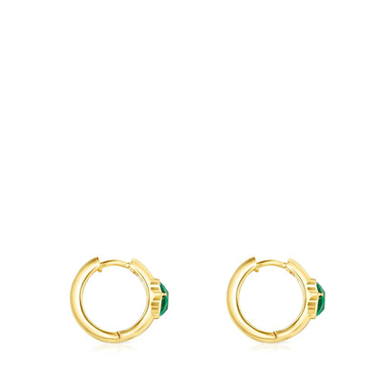Small Silver Vermeil and Malachite Icon Color Earrings |