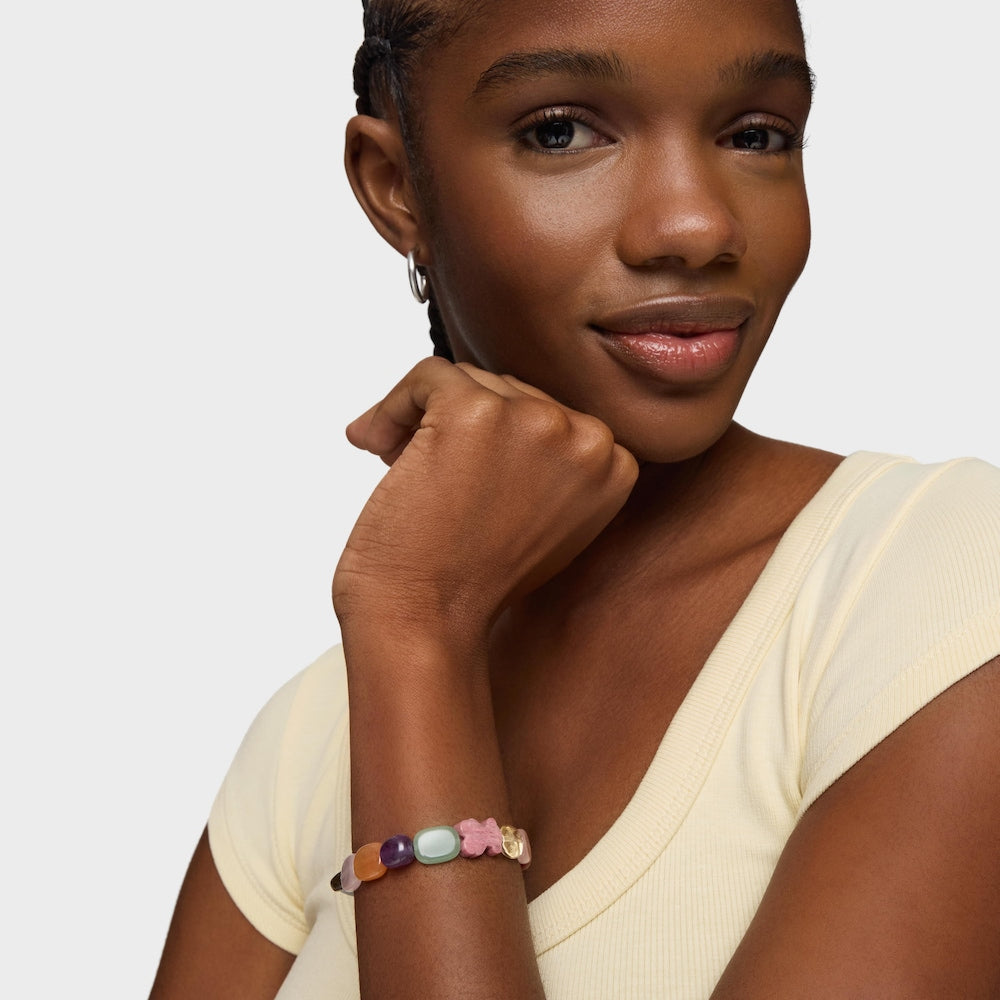 Silver   Color Bracelet with rhodonite |