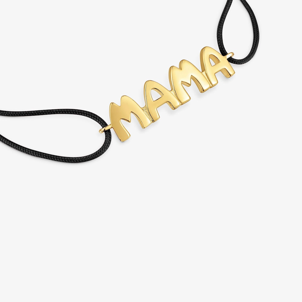 Black nylon Bracelet with  vermeil Mama