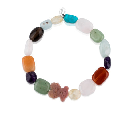Silver   Color Bracelet with rhodonite |