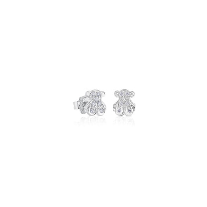 White Gold Bear Earrings Bear motif |