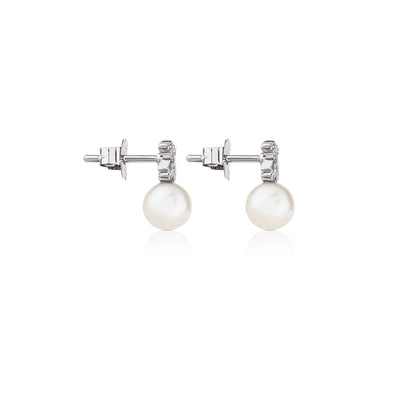 White Gold Puppies Earrings