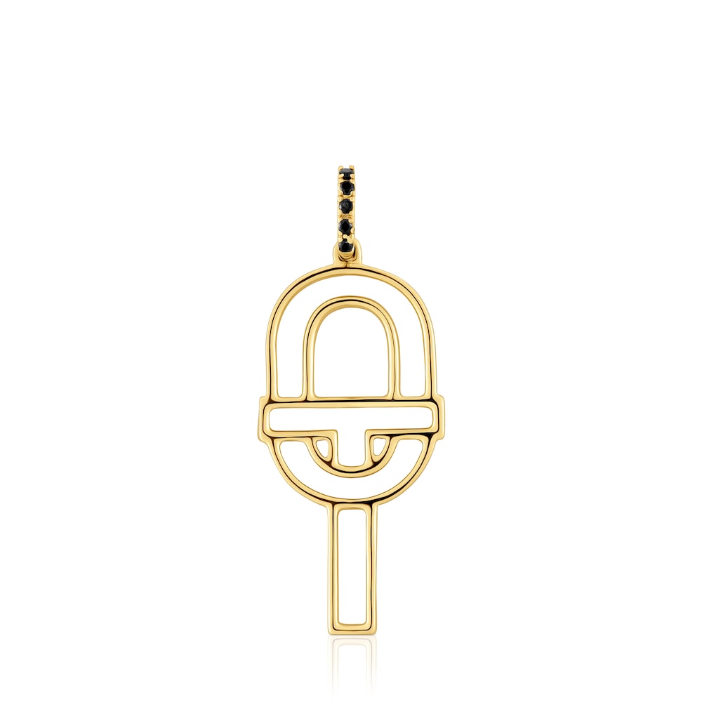 Medium gold silhouette Pendant with spinels MANIFESTO