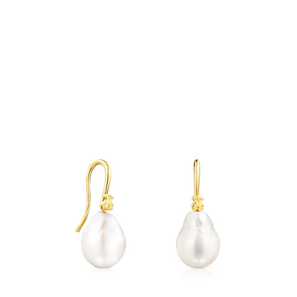 Silver Vermeil Gloss droplet Earrings with Pearl |