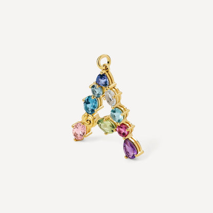 Gold letter A Pendant with gemstones  ATELIER