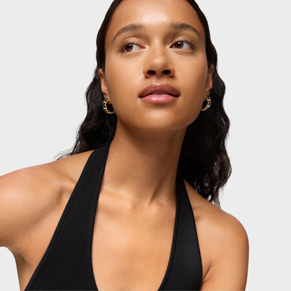 18kt gold over silver Hoop earrings with onyx bear motif Icon Color |