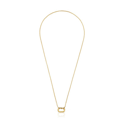 Short Necklace with  plating over silver with ring Hold Oval |