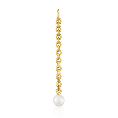 Hold Oval Pendant with 18kt gold plating over silver and cultivated pearl |