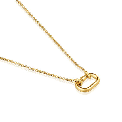 Short Necklace with  plating over silver with ring Hold Oval |