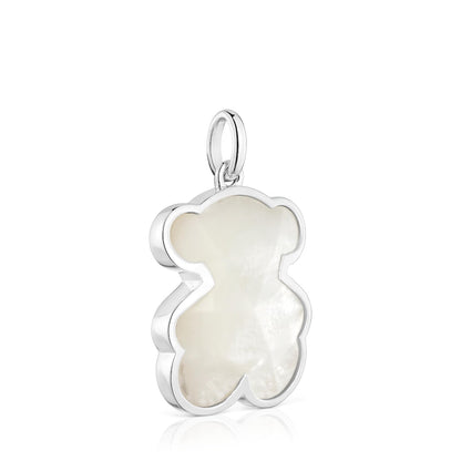 Medium silver Pendant with mother-of-pearl bear motif  Icon Color
