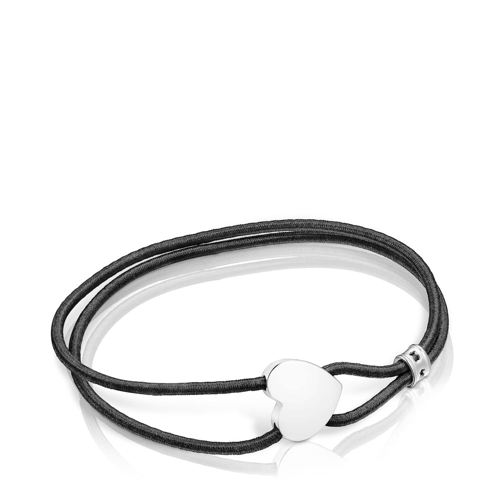 Black elastic Sweet Dolls Bracelet with silver heart |