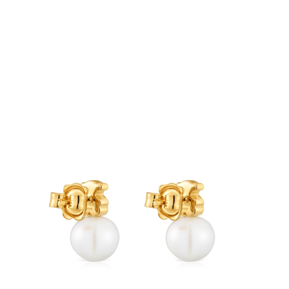 plating over silver Bear earrings with cultured freshwater pearl Sweet Dolls |