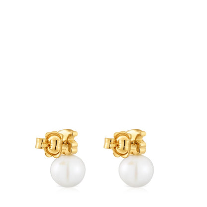 plating over silver Bear earrings with cultured freshwater pearl Sweet Dolls |