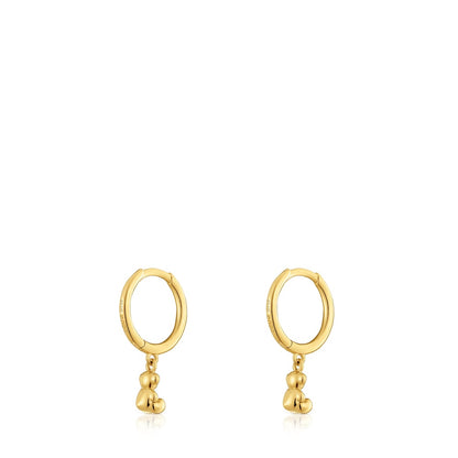 Bold Bear Gold and bear charm Hoop earrings |