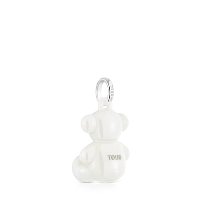 Silver and white ceramic Bear pendant Bold Bear |
