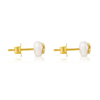 Gold Bear Earrings with Pearls |