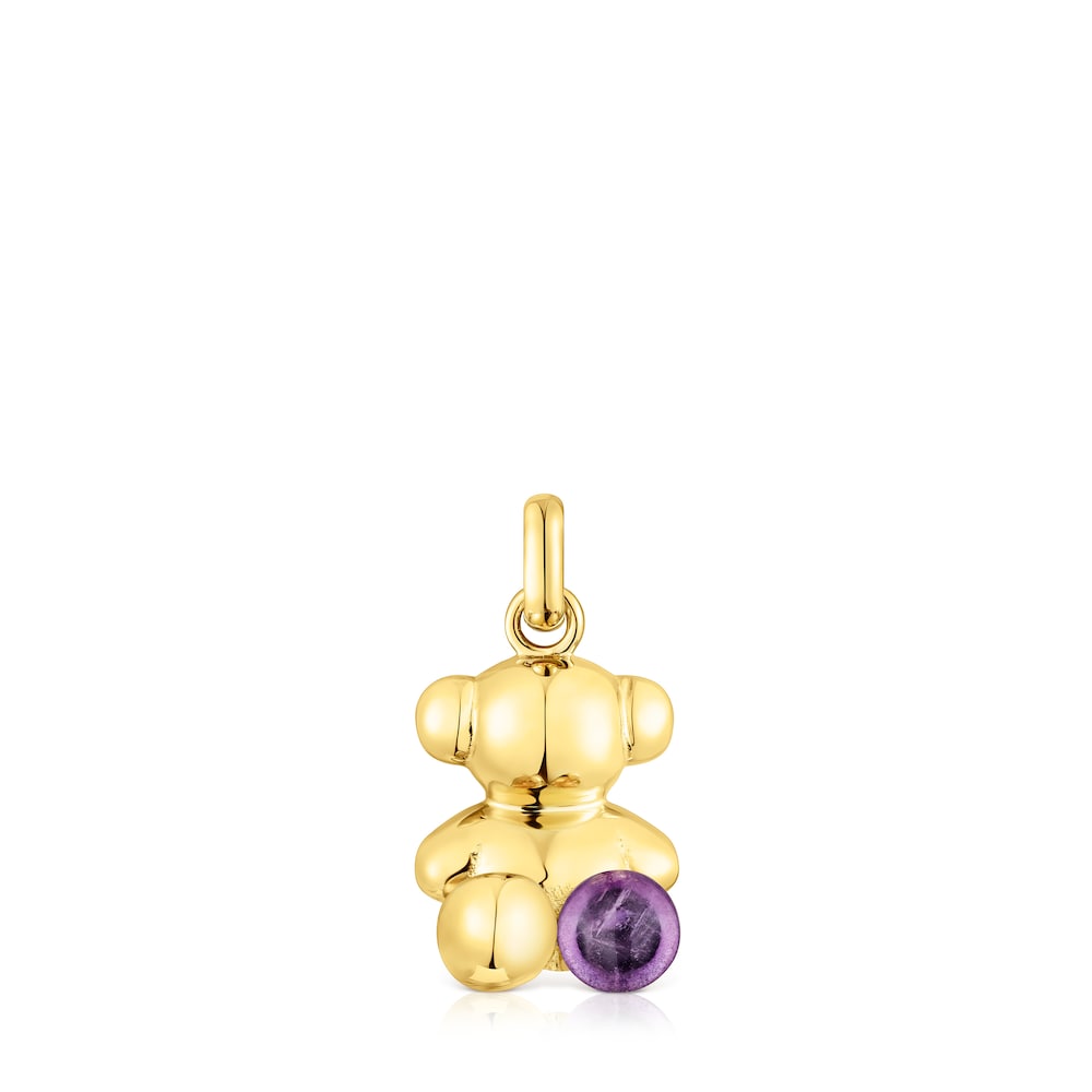 Silver vermeil Bold Bear pendant with amethyst |