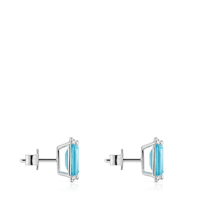 Silver Heart earrings with topaz Color Pills |