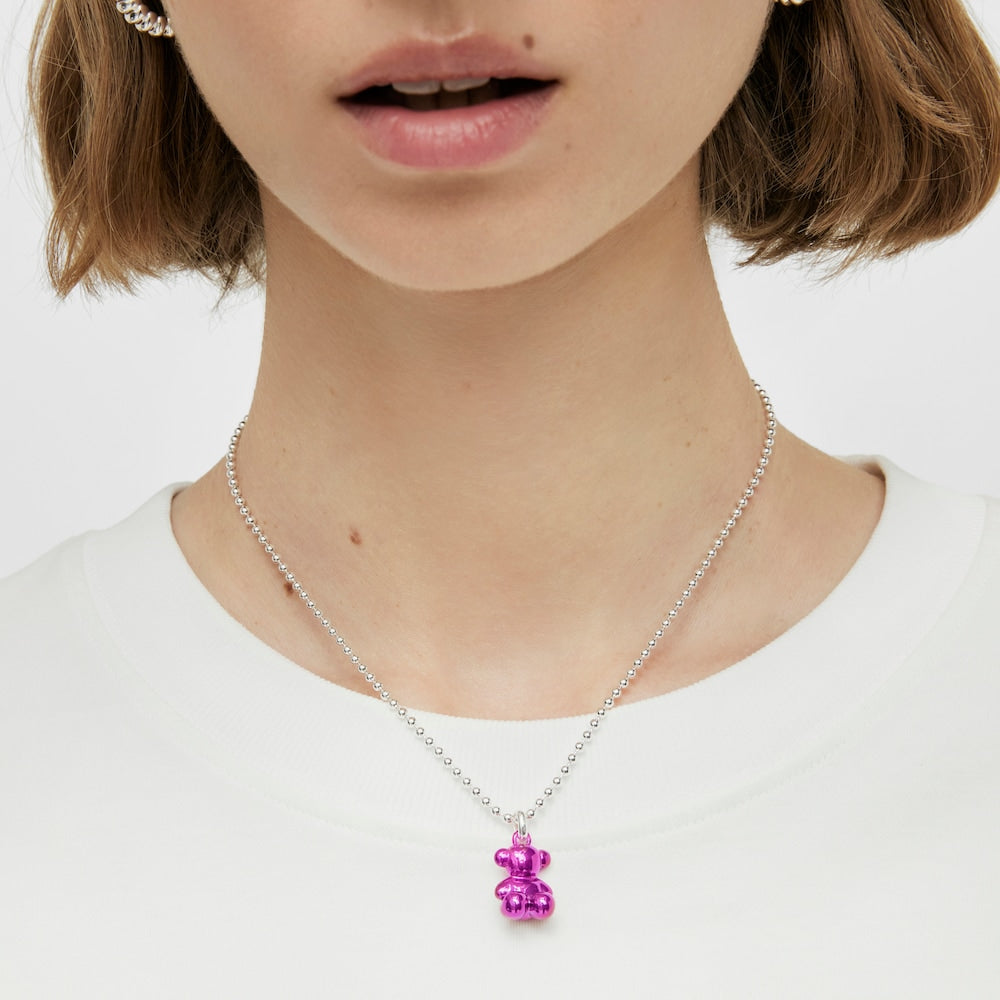 Bold Bear pink steel bear Pendant