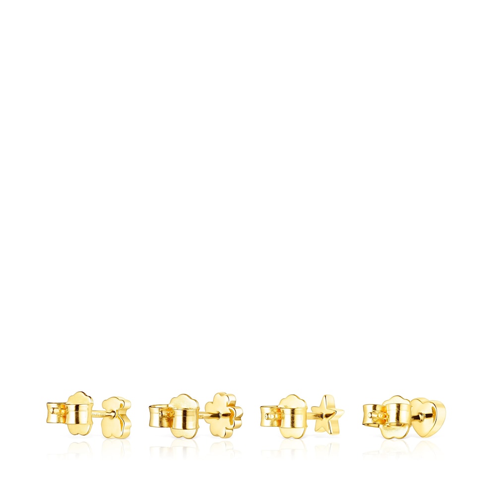 Set of Silver Vermeil Teddy Bear Earrings with Gemstones |