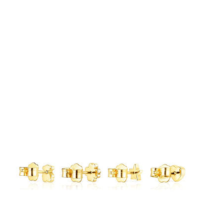 Set of Silver Vermeil Teddy Bear Earrings with Gemstones |
