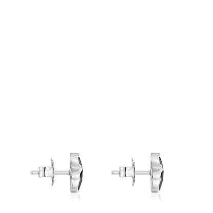 10 mm silver and onyx bear Earrings   Icon Color |