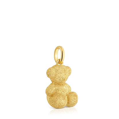 Medium Bold Bear bear pendant with 18kt gold plating over diamond silver.
