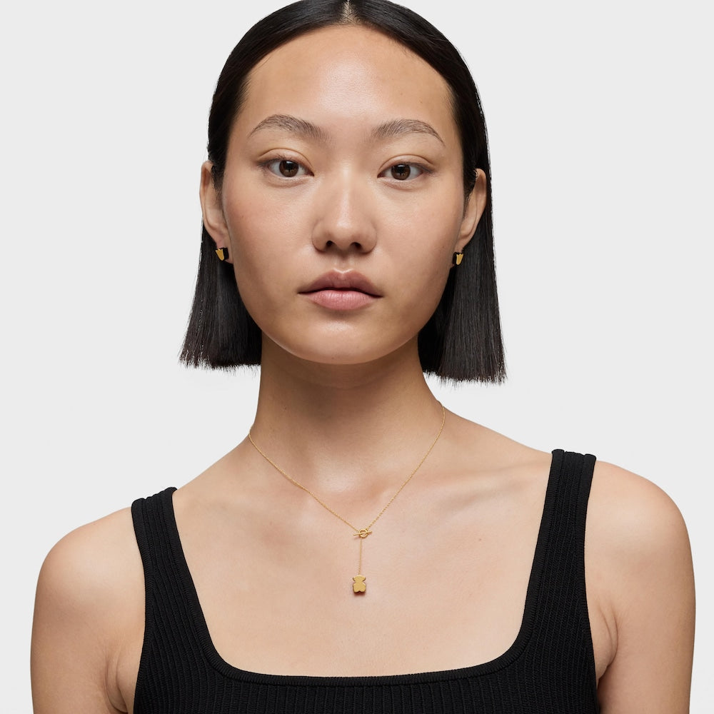 Short gold bear Necklace with onyx   1950 |