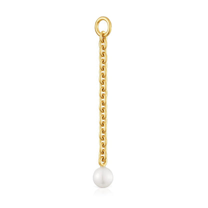 Hold Oval Pendant with 18kt gold plating over silver and cultivated pearl |