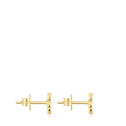 14kt gold Bear earrings with mother-of-pearl XXS |