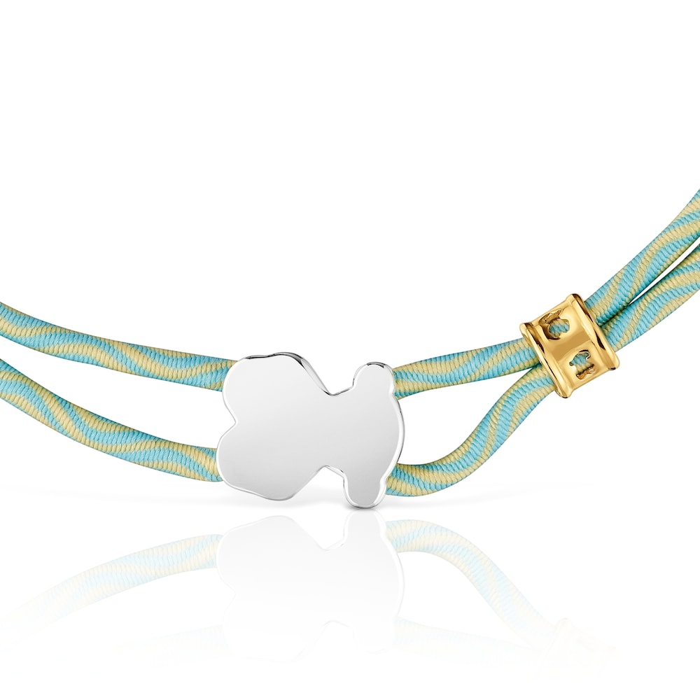 yellow gold Sweet Dolls XXS elastic bracelet with 3mm. cultured pearls, Motif 6mm.