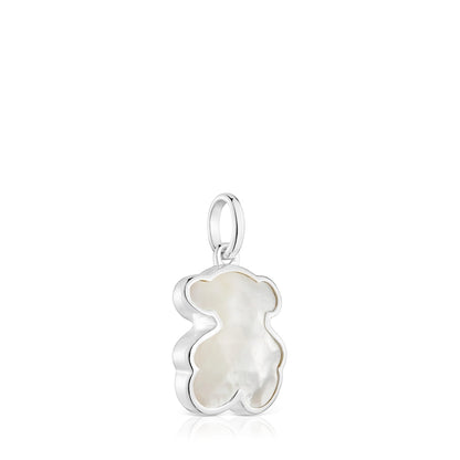 Small silver Pendant with mother-of-pearl bear charm Icon Color