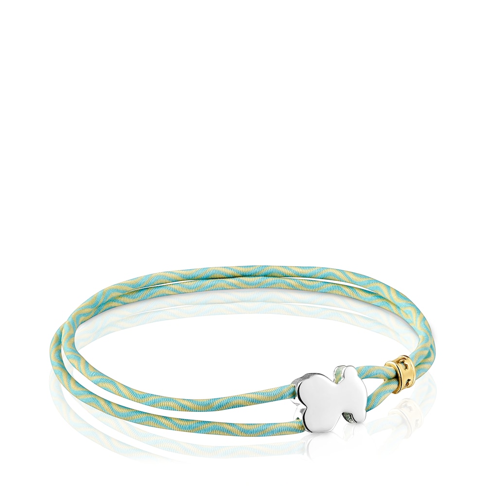 yellow gold Sweet Dolls XXS elastic bracelet with 3mm. cultured pearls, Motif 6mm.