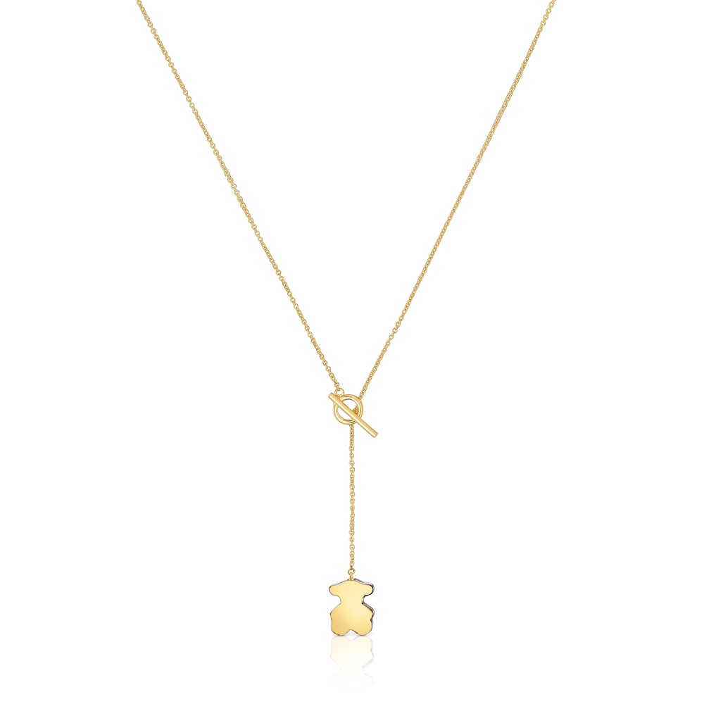 Short gold bear Necklace with onyx   1950 |