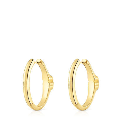 26 mm 18kt gold over silver Hoop earrings with onyx bear motif Icon Color |