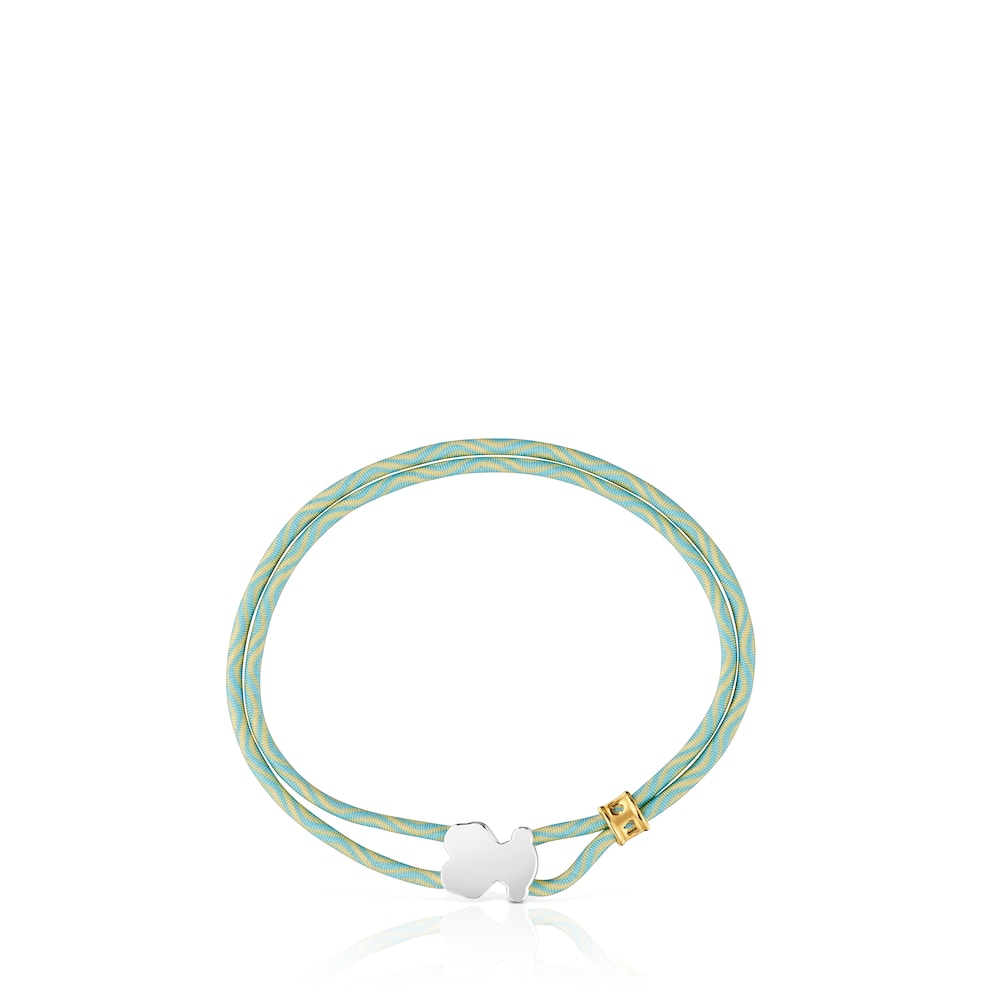 yellow gold Sweet Dolls XXS elastic bracelet with 3mm. cultured pearls, Motif 6mm.