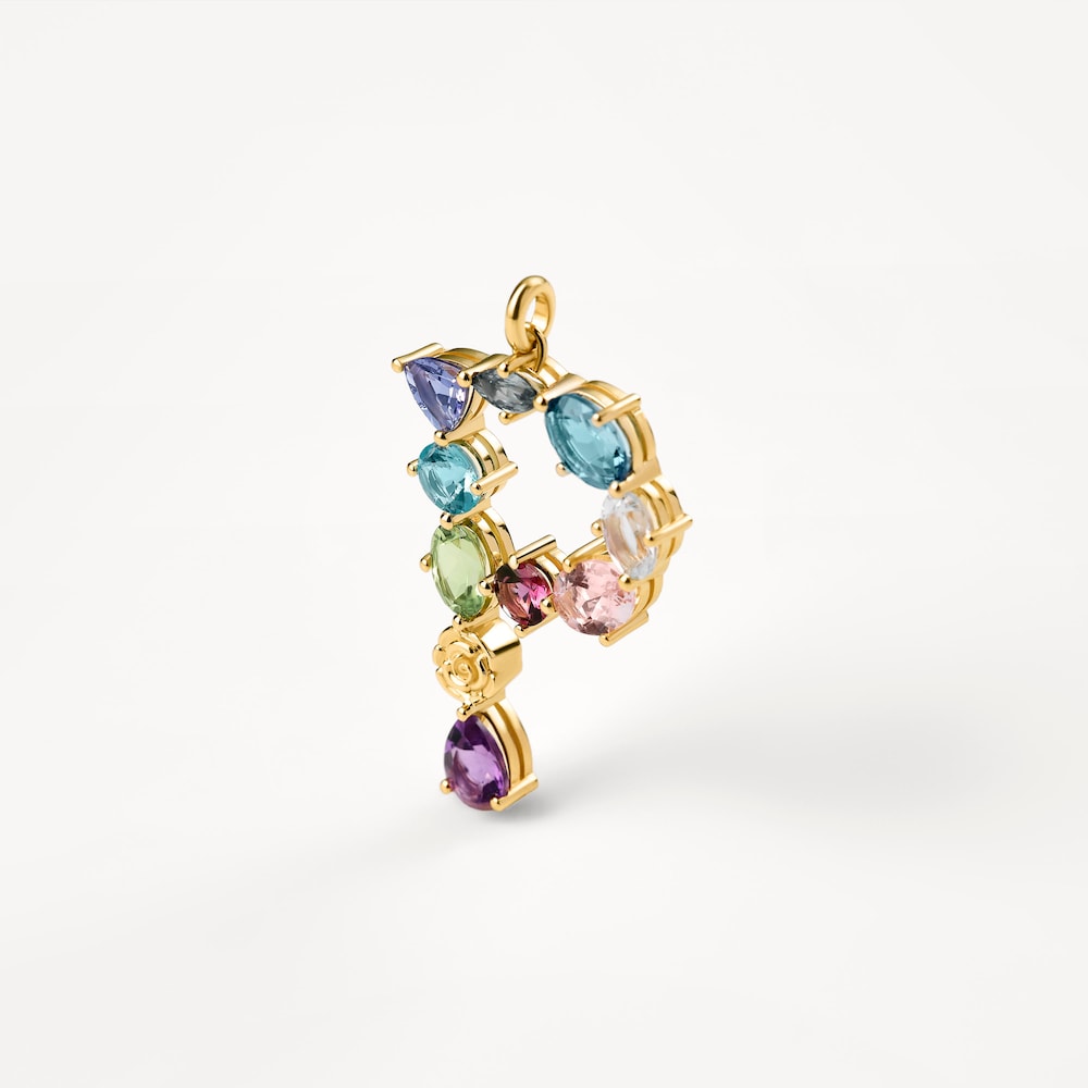 Letter P Pendant with gemstones ATELIER