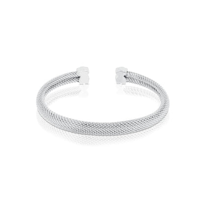Mesh Silver Bangle Bear motif