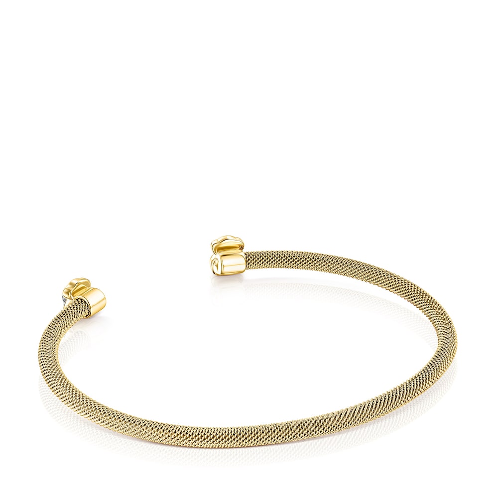 Fine gold-colored IP Steel Mesh Color Bracelet with Howlite