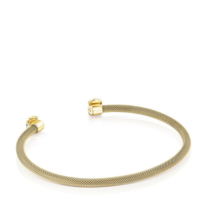 Fine gold-colored IP Steel Mesh Color Bracelet with Howlite