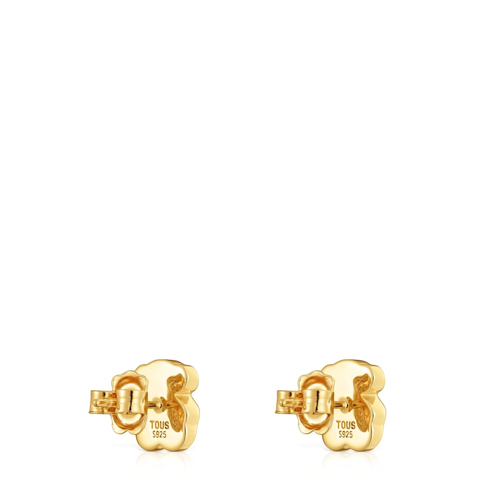 10 mm 18kt gold plating over silver and onyx bear Earrings Icon Color |