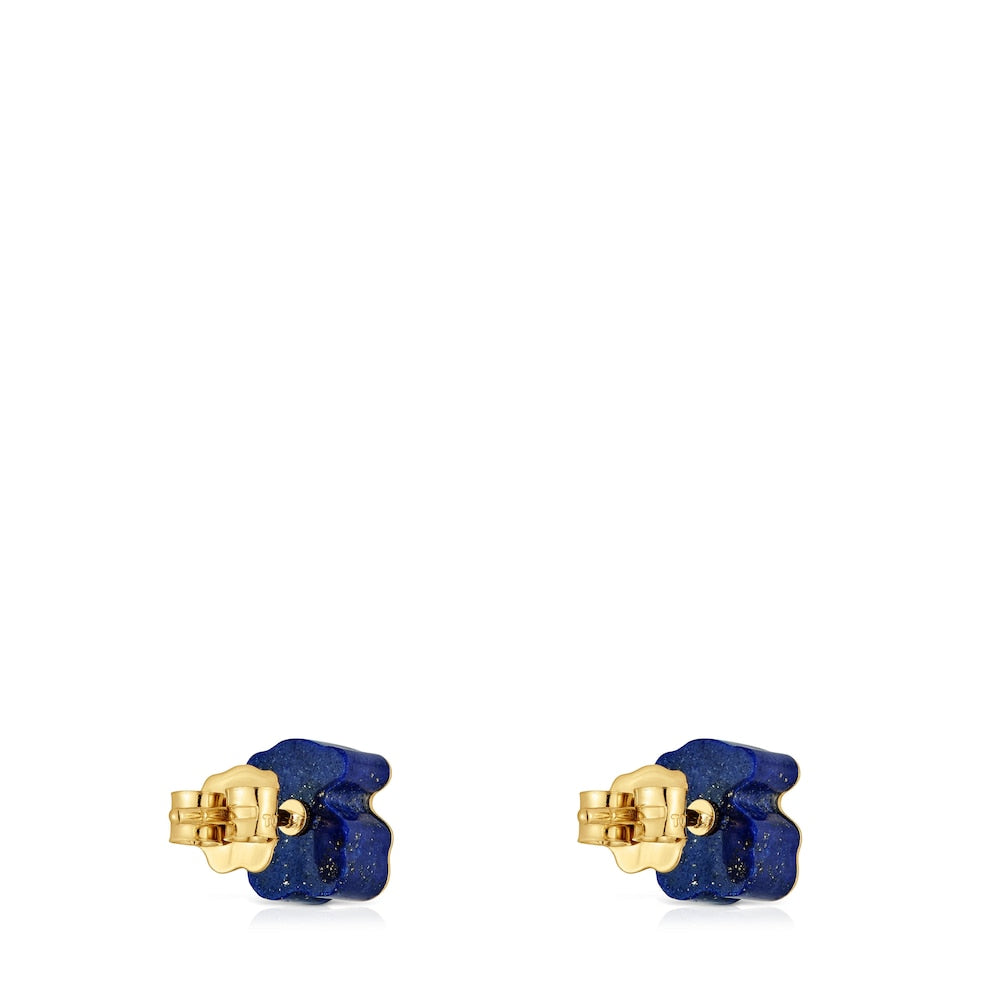 Gold bear Earrings with lapis lazuli 1950