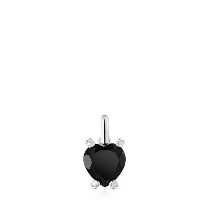 Silver Color Pills Heart pendant with onyx |