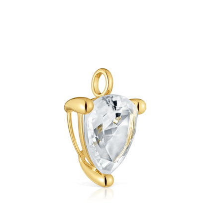 18kt gold plating over silver and rock crystal quartz Pendant Color White