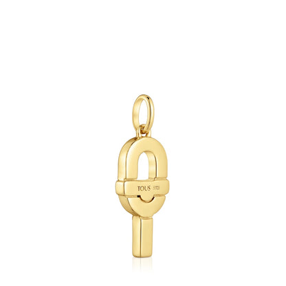 Medium Pendant with 18kt gold plating over silver and fuchsia-colored enamel  MANIFESTO
