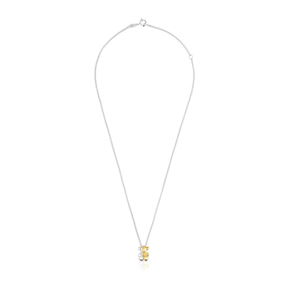 Short two-tone small bear Double necklace My Other Half